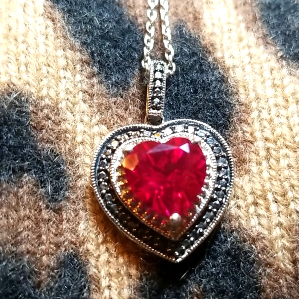 Ruby❤Heart & Marcasite Pendant